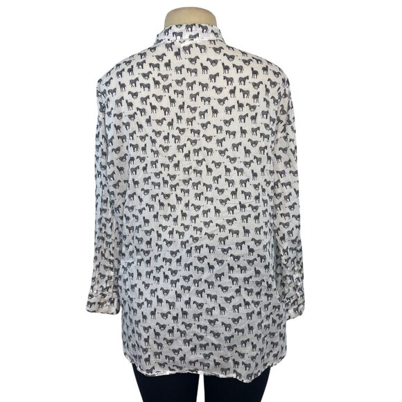 H&M Women's Zebra Print Button-Up Shirt Long Sleeve Lightweight Casual Top Size - Picture 3 of 6